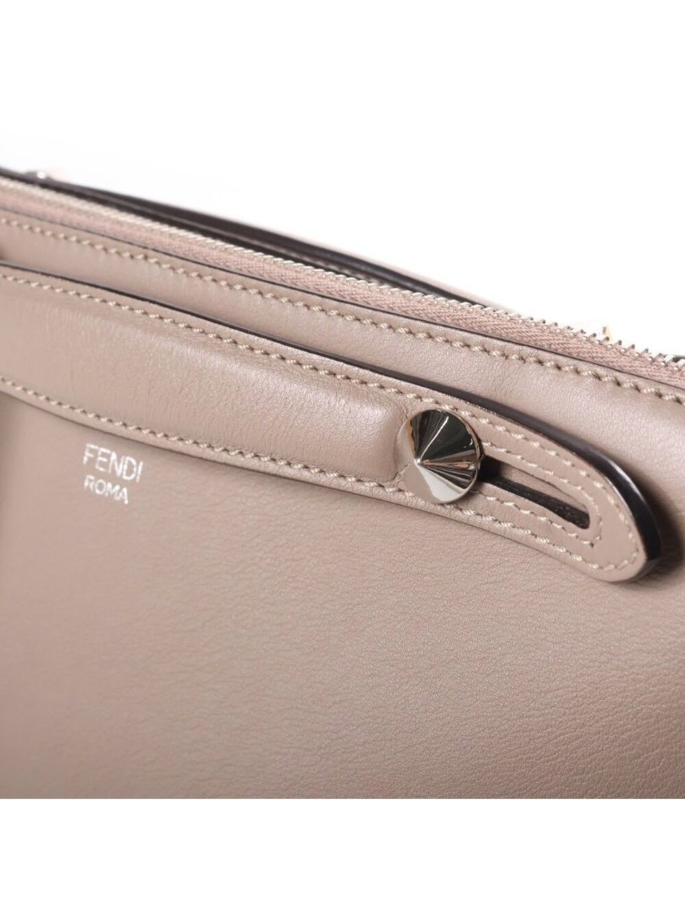 Fendi by the Way Medium 2-Way Shoulder Bag Greige Leather Silver - Picture 6 of 8